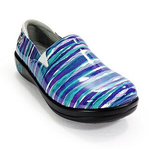 Alegria Women's Keli Slip On Comfort Shoe Leather Upper Blue Stripes EU 39/US 9